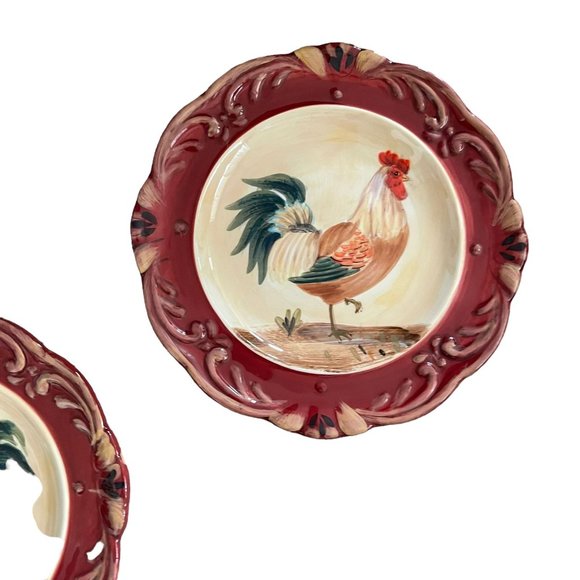 Rare Certified International Pamela Gladding 8.75" Rooster Salad Plate Set 5 HTF - Picture 4 of 12